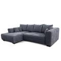 Cavadore Ecksofa Mavericco / XXL Couchecke in Mikrofaser / Mit Kissen / Longchair links / Industrial Style / 285 x 69 x 170 (BxHxT) / Mikrofaser Grau