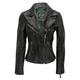 Ladies Women Vintage Style Soft Antique Washed Real Leather Biker Jacket Slim Fit Size in 6 Colours [Dusty Green,5XL-22]