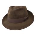 B&S Premium Doyle - Teardrop Fedora Hat - 100% Wool Felt - Crushable for Travel - Water Resistant - Unisex, Dark Brown, 58 (Medium)