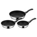 WMF 3-piece frying pan, coated frying pan with handle, diameter 20/24/28 cm, Devil Cromargan frying pan with stainless steel handle, stainless ceramic suitable for induction cookers and hand wash.