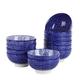 vancasso Takaki Porcelain Cereal Bowl Set of 12, Japanese Style Crockery Blue Dinnerware Tableware , 600ml Rice Bowl for Ramen/Soup/Mixing/Fruit/Noodle/Snack. (15.2 * 15.2 * 7.5cm)