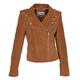 Womens Genuine Suede TAN Biker Jacket Girls X-Zip Fitted Designer Leather Coat - Rusty (12)