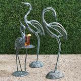 Stylized Heron Sculptures - 37"H Zinc Head Down - Frontgate