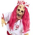 "ZOMBIE NURSE HALF FACE MASK WITH WIG & HEADPIECE" -