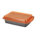 Rachael Ray Bakeware Nonstick Cake Pan w/ Lid, 9 Inch by 13 Inch w/ Orange Lid Steel in Gray | 3.6 H in | Wayfair 57994