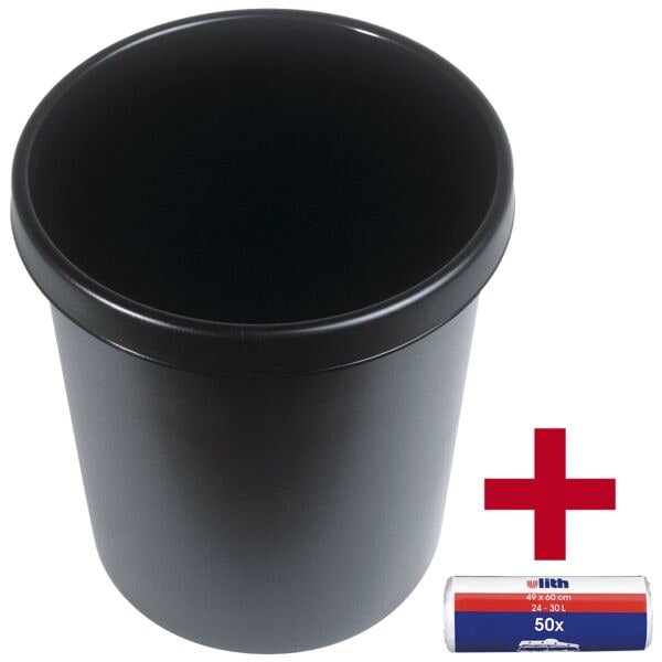helit Papierkorb inkl. Müllbeutel schwarz, 35x40.5x35 cm Image