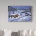 Trademark Fine Art Jeff Tift Winter Cabin - Wrapped Canvas Graphic Art Print Metal in Blue/Brown | 22 H x 32 W x 2 D in | Wayfair ALI30204-C2232GG