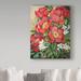 Trademark Fine Art 'Red Peonies' Acrylic Painting Print on Wrapped Canvas Metal in Brown/Green/Red | 32 H x 24 W x 2 D in | Wayfair