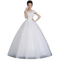 TOPJIN A Line Short Sleeves Crystals Soft Tulle Wedding Bride Dresses Sequins Bridal Gowns White UK20