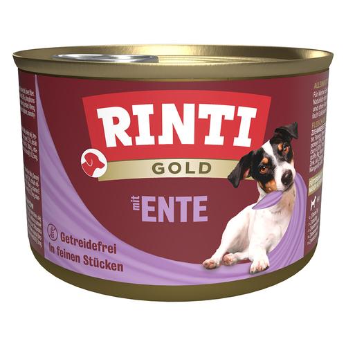 12 x 185g Gold Entenstückchen RINTI Hundefutter nass