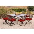 Astoria Grand Rettig Traditions 9 Piece Outdoor Dining Set Glass/Metal in Brown | 29.05 H x 59.72 W x 59.72 D in | Wayfair