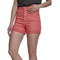 Urban Classics Damen Ladies Highwaist Stretch Twill Shorts Shorts , Rosa (Coral 00092) , 30