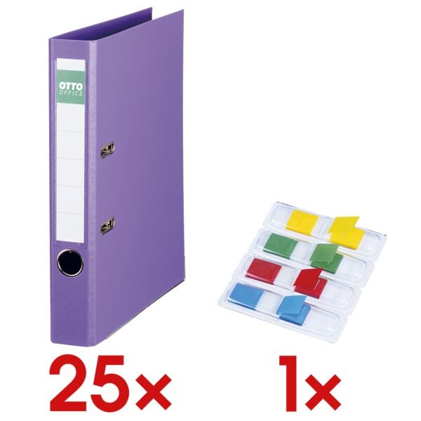 OTTO Office 25x Ordner »Exclusive II« inkl. 1 Pack Haftstreifen »Mini« violett, 5x31.7x28.5 cm Image