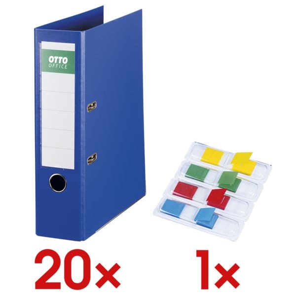 OTTO Office 20x Ordner »Exclusive II« inkl. 1 Pack Haftstreifen »Mini« blau, 8x31.7x28.5 cm Image