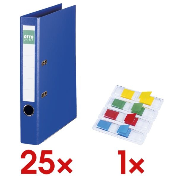 OTTO Office 25x Ordner »Exclusive II« inkl. 1 Pack Haftstreifen »Mini« blau, 5x31.7x28.5 cm Image