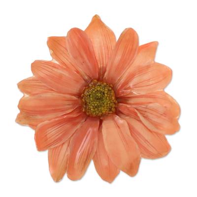 Let It Bloom in Peach,'Natural Aster Flower Brooch in Peach from Thailand'