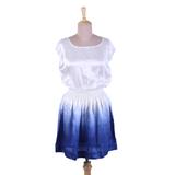 Fade to Blue,'White and Blue Ombre All Silk Minidress from India'