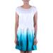 Fade to Teal,'Short Ombre Dyed Dress in White and Teal Silk'