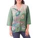 Cotton batik tunic, 'Peacock Love' - Artisan Crafted Cotton Tunic