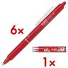 Pilot 6x Tintenroller »FriXion Clicker 0.7« inkl. 3er-Pack Tintenrollerminen »Frixion« rot