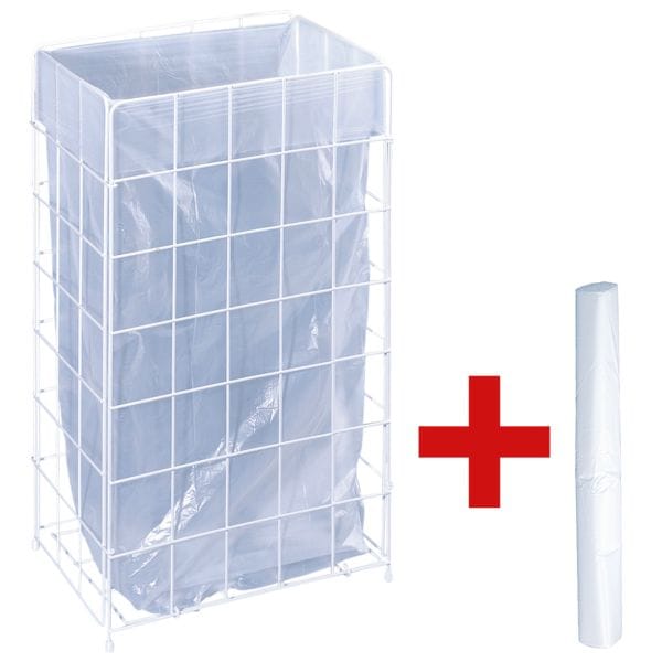OTTO Office Gitterkorb für Müllbeutel 70 L weiß inkl. GRATIS 40 Müllbeutel weiß, 36x62x26 cm