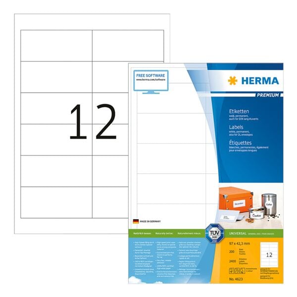 Herma 2400er-Set Universal-Klebeetiketten »4623« weiß Image