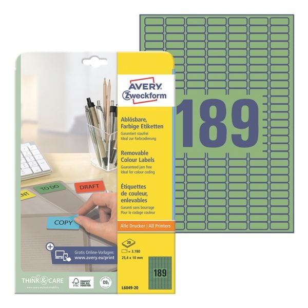 Avery Zweckform 3780er-Pack Farbige Etiketten grün