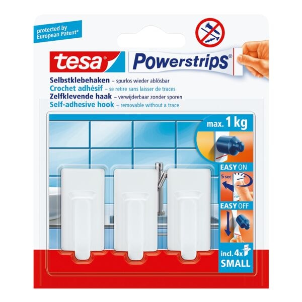 tesa Powerstrips »Haken small« eckig bis 1 kg 57530 weiß Image