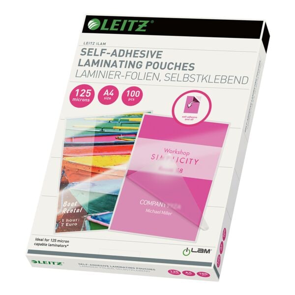 Leitz Laminierfolien A4 100 Stück 125 mic »selbstklebend« transparent, 21.6x30.3 cm Image