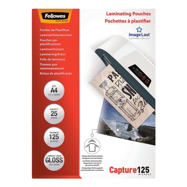 Fellowes Laminierfolien ImageLast A4 25 Stück 125 mic transparent, 21.6x30.3 cm Image