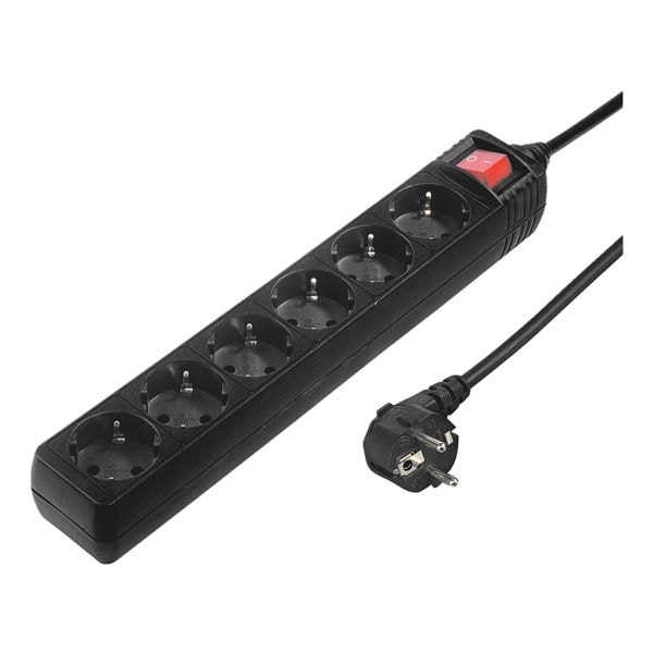 Hama 6-fach Steckdosenleiste mit Schalter schwarz 3 m Kabellänge schwarz, 5x34x3 cm Image