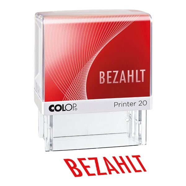 Colop Stempel BEZAHLT rot Printer 20/L selbstfärbend rot, 5.8x7x3 cm Image