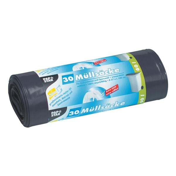 Papstar 30 Schwerlast-Müllsäcke 60 L schwarz schwarz, 57.5x100 cm