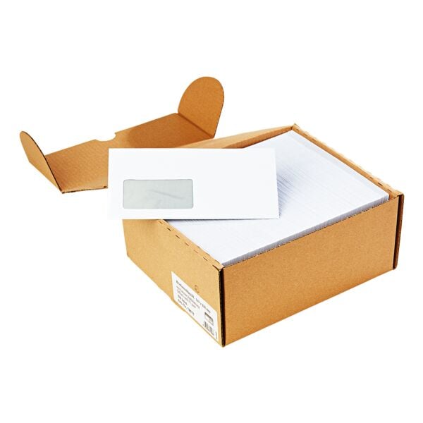 Mailmedia 500 Briefumschläge DL mit Fenster und Haftklebung weiß, 22x11 cm Image