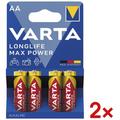 2x 4er-Pack Batterien »LONGLIFE Max Power« Mignon / AA / LR06, Varta