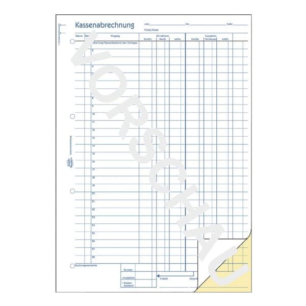 Avery Zweckform Formularbuch »Kassenabrechnung« (Einnahmen - Ausgaben) weiß, 21x29.7 cm Image