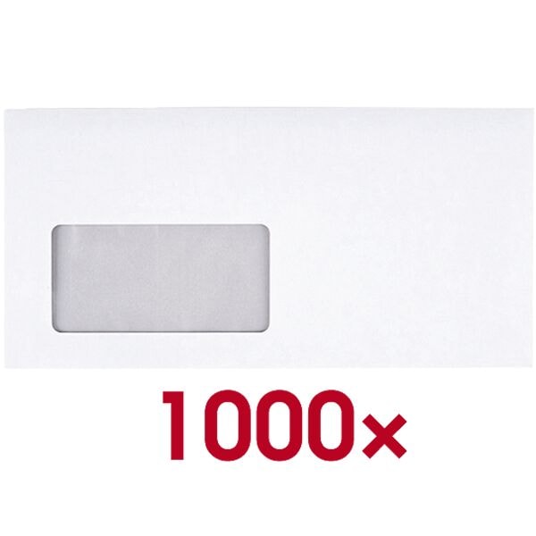 OTTO Office Briefumschläge DL mit Fenster und Haftklebung - 1000 Stück weiß, 22x11 cm