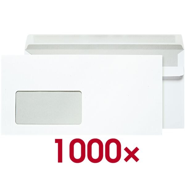 OTTO Office Briefumschläge DL mit Fenster und Selbstklebung - 1000 Stück weiß, 22x11 cm Image