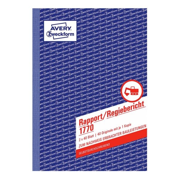 Avery Zweckform Formularbuch »Rapport/Regiebericht 1770« gelb, 14.8x21 cm Image