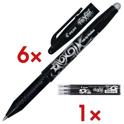 Pilot 6x Tintenroller »FriXion Ball 0.7« inkl. 3er-Pack Tintenrollerminen »Frixion« schwarz Image