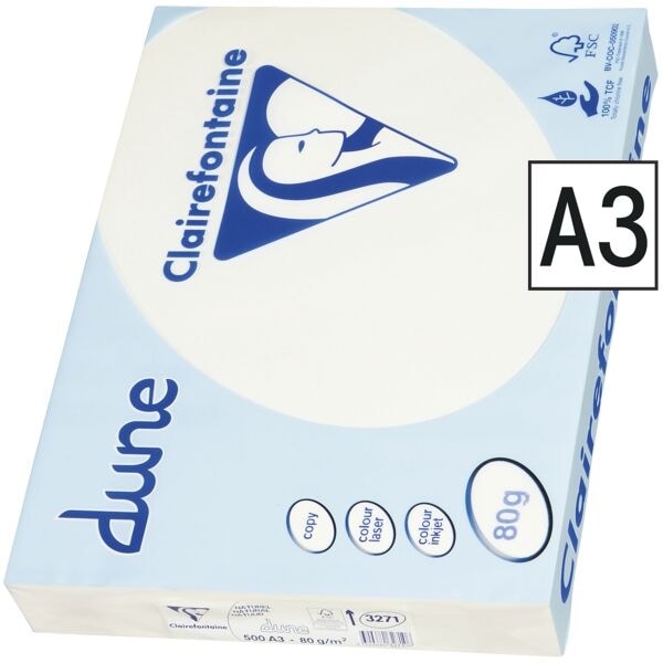 Clairefontaine Multifunktionales Druckerpapier »Dune« A3/80 g (weiß mit Cremefärbung) weiß Image