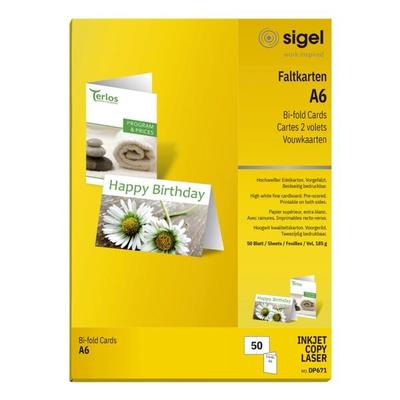 Sigel DIN A6 Faltkarte »DP671« frei gestaltbar 50 Stück beideitig bedruckbar weiß, 10.5x14.8 cm