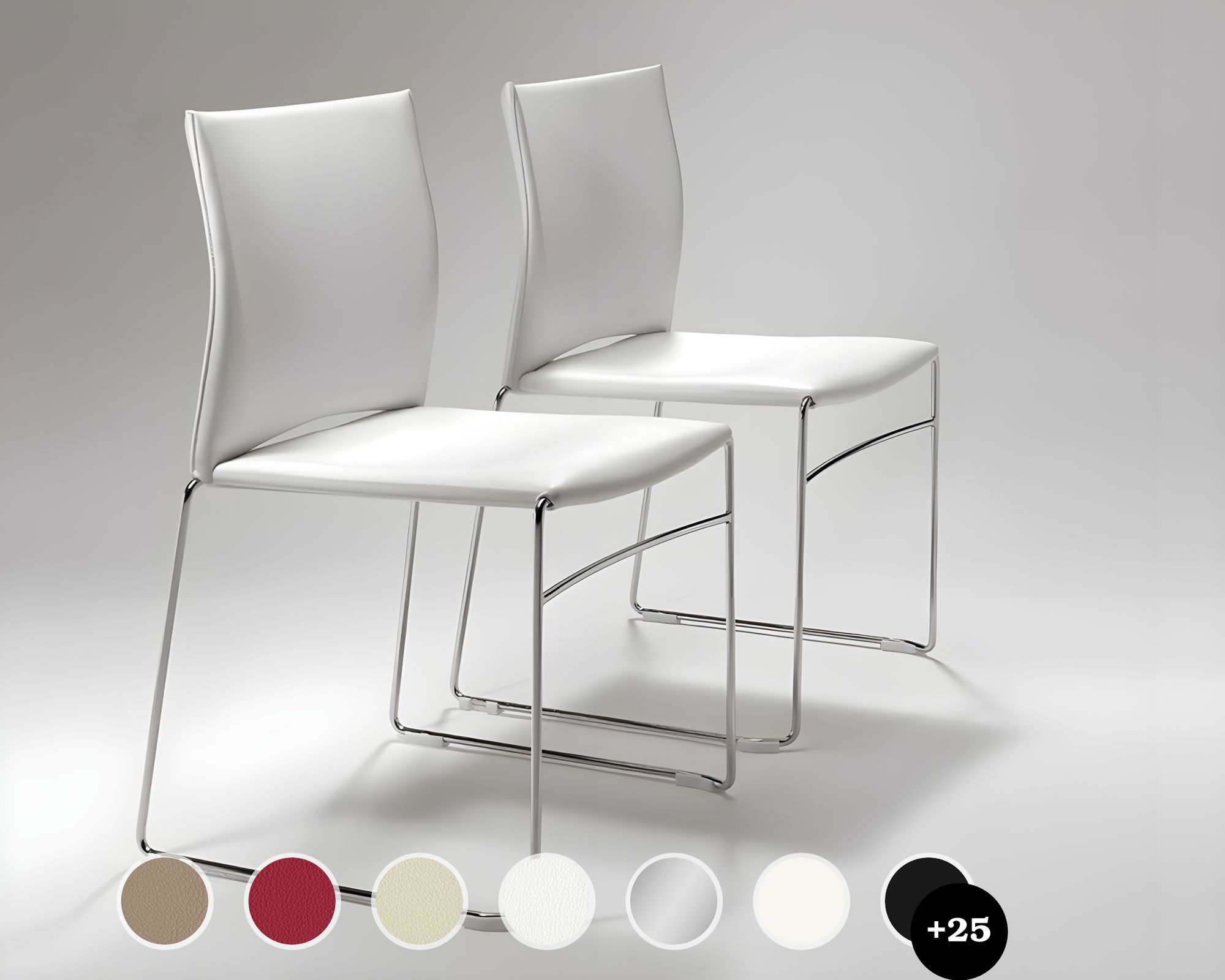 infiniti »WEB« Designer-Stuhl AC30 Weiss matt lackiert / Stoff Byte 303