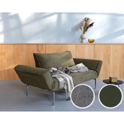 Innovation »ZEAL« Design-Sofa 216 Flashtex Dark Grey / Laser Stahl Schwarz matt