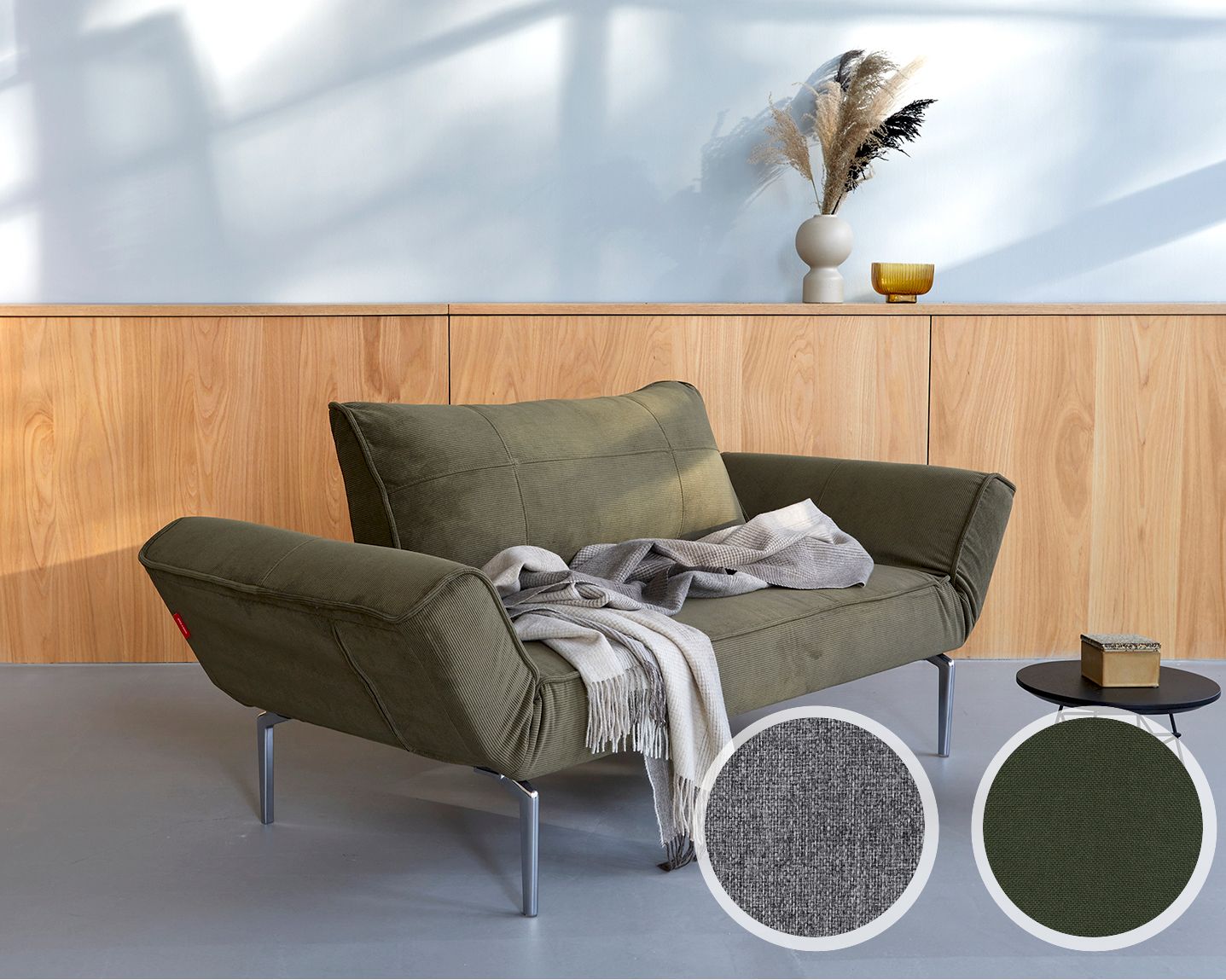 Innovation »ZEAL« Design-Sofa 565 Twist Granite / Laser Stahl Schwarz matt