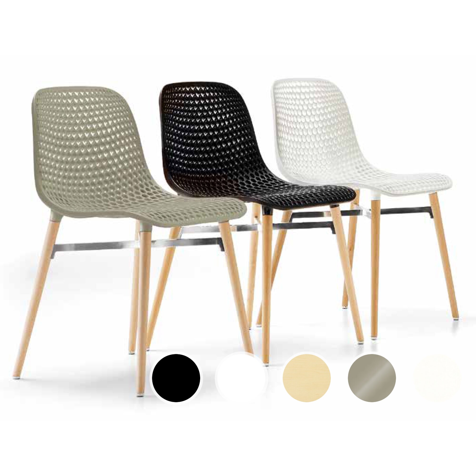 infiniti »NEXT« 4 Legs Designer-Stuhl FGLP04G Schwarz / S101 Weiss Image