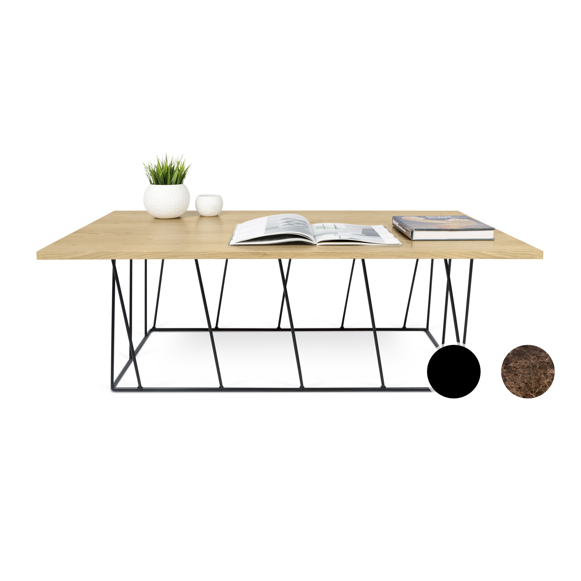 TemaHome »Helix« Couchtisch Helix 120 / Metall Schwarz / Marmor Braun