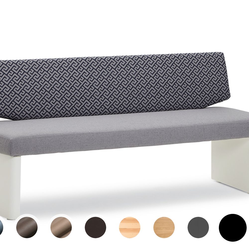 Schösswender »Ontario« 300 Polsterbank Variante C 212 cm / Echtleder MDR 0000 schwarz / Kernbuche natur Image