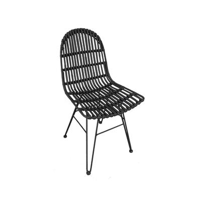 SIT Rattan Vintage Stuhl - ohne Armlehne Rattan schwarz lackiert