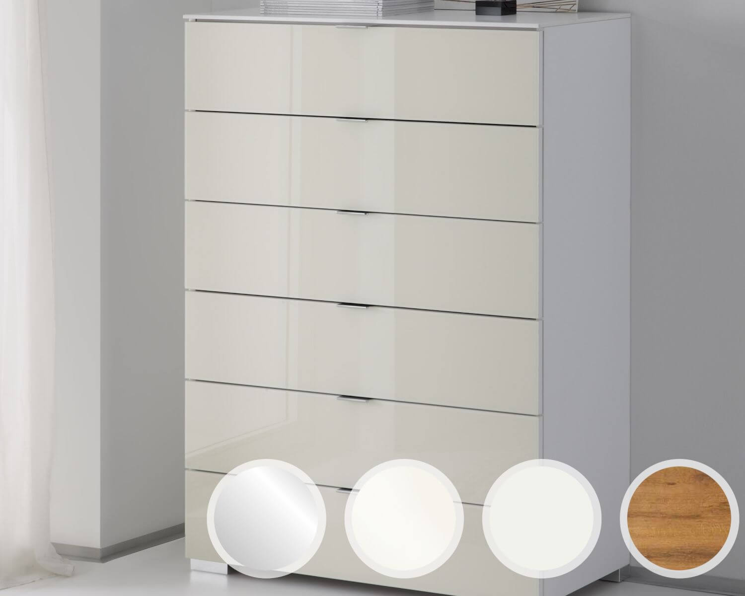 Staud »Sonate« Kommode 6SK Umbra / Spiegel / Weiss